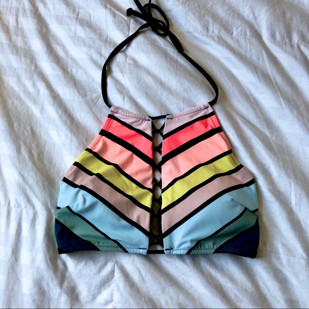 Victoria’s Secret High Neck Chevron Swim Top